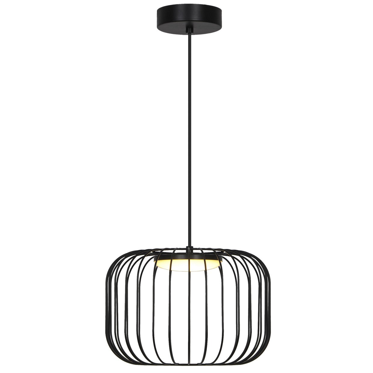 Colgante LED Egon negro 9W ALEMAR - Vista principal con tulipa iluminada