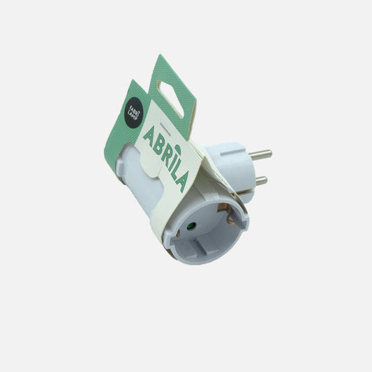 Adaptador Eléctrico 2 Tomas Schuko 16A 230V Blanco Protección Infantil Fabrilamp - Vista frontal principal en fondo blanco | LuzGurú