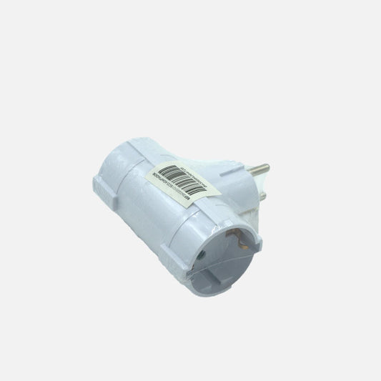 Adaptador Eléctrico Retráctil 2 Tomas 16A 230V Blanco Fabrilamp - Vista frontal principal en fondo blanco | LuzGurú
