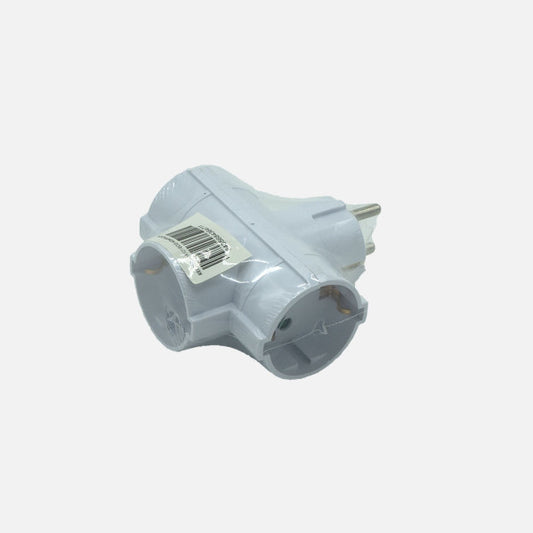 Adaptador Eléctrico Retráctil 3 Tomas Blanco Fabrilamp - Vista frontal principal en fondo blanco | LuzGurú