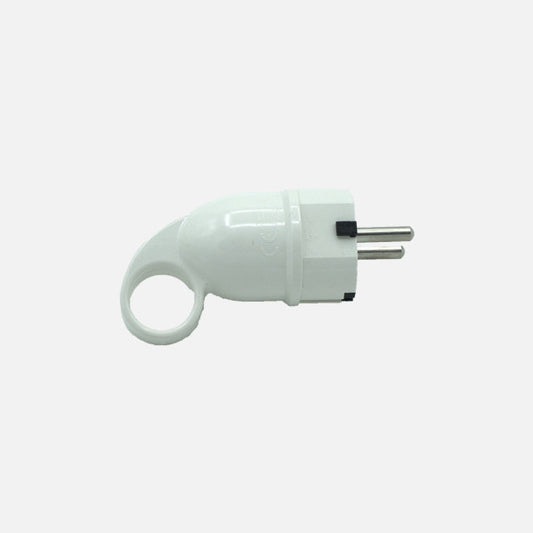 Clavija Retráctil Eco Mod6 16A 230V Blanca con Anilla Fabrilamp - Vista frontal principal en fondo blanco | LuzGurú