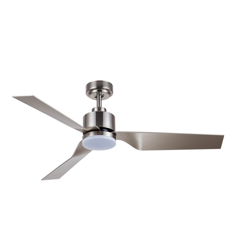 Ventilador Ekos fabricado en acero color níquel satinado