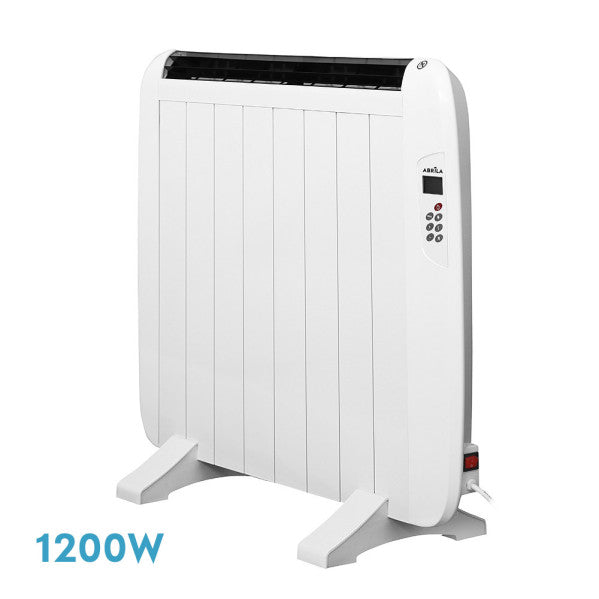 Emisor Térmico Gaban 1200W blanco de Fabrilamp, vista frontal con mando a distancia.