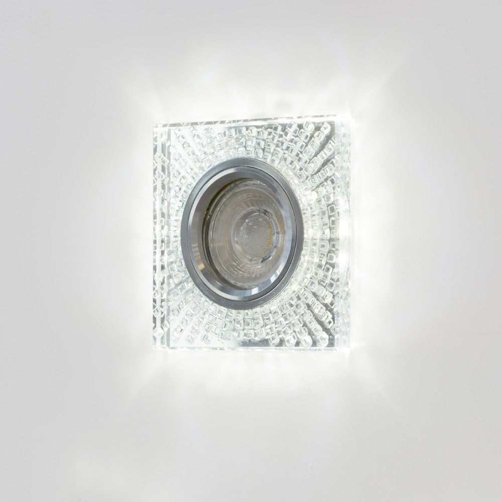 Foco Laber fabricado en aluminio y cristal color plata, CristalRecord