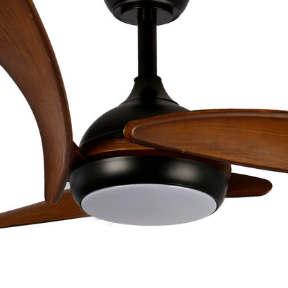 Elegante ventilador de techo negro y madera ideal para salón