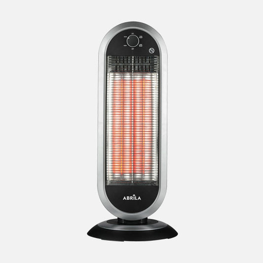 Estufa Eléctrica de Carbono Akron 900W Oscilante Negro/Plata Fabrilamp - Vista frontal principal en fondo blanco | LuzGurú