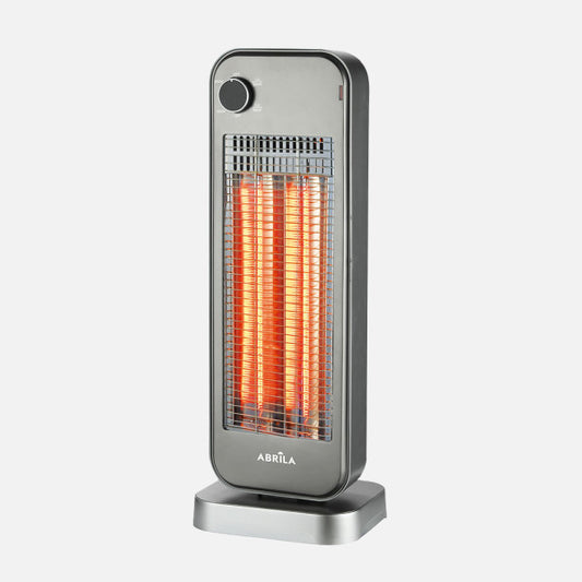 Estufa Eléctrica de Carbono Clayton 900 W Oscilante Plata y Negro Fabrilamp - Vista frontal principal en fondo blanco | LuzGurú