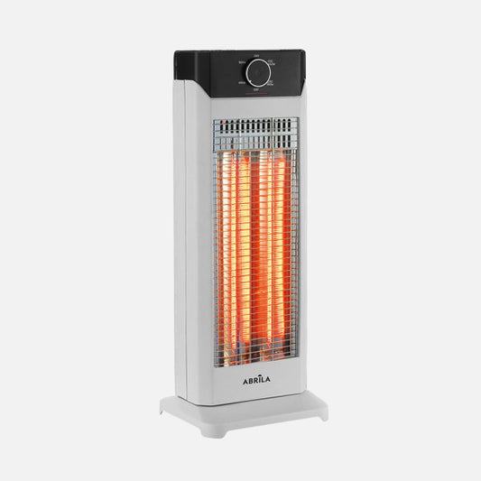 Estufa Eléctrica de Carbono Morris 900 W Oscilante Blanco y Negro Fabrilamp - Vista frontal principal en fondo blanco | LuzGurú