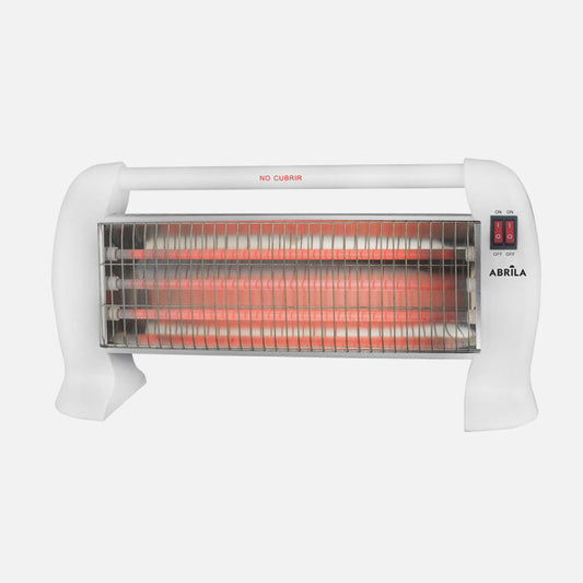 Estufa Eléctrica de Cuarzo Hunter 1200 W Blanco con Antivuelco Fabrilamp - Vista frontal principal en fondo blanco | LuzGurú