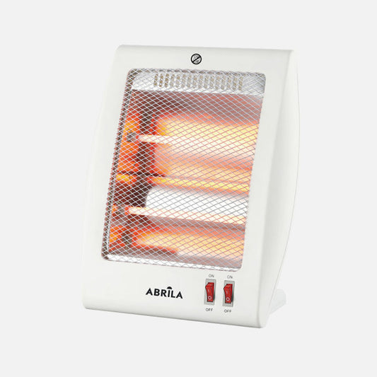 Estufa Eléctrica de Cuarzo Coker 800W Blanco con Antivuelco Fabrilamp - Vista frontal principal en fondo blanco | LuzGurú