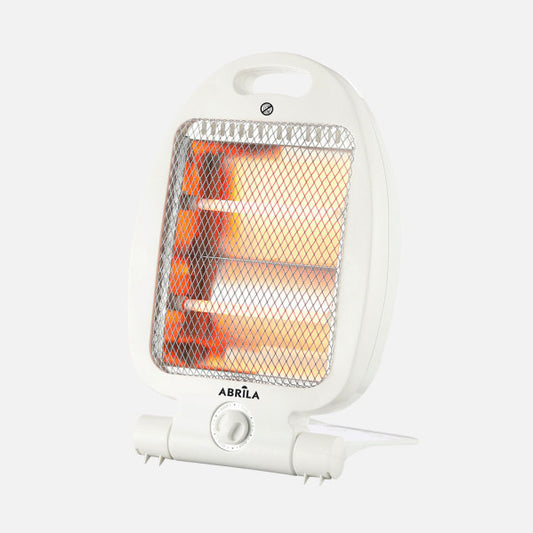 Estufa Eléctrica de Cuarzo Dustin 800W Blanco Portátil con Asa Fabrilamp - Vista frontal principal en fondo blanco | LuzGurú