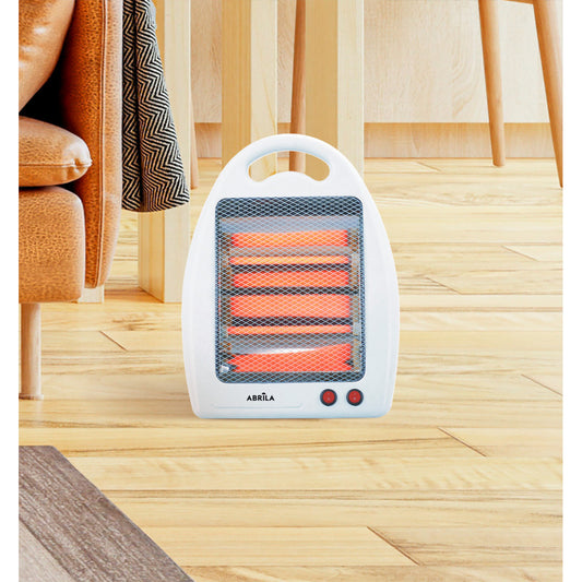 Estufa Igneo fabricada en metal color blanco con rejilla de cristal