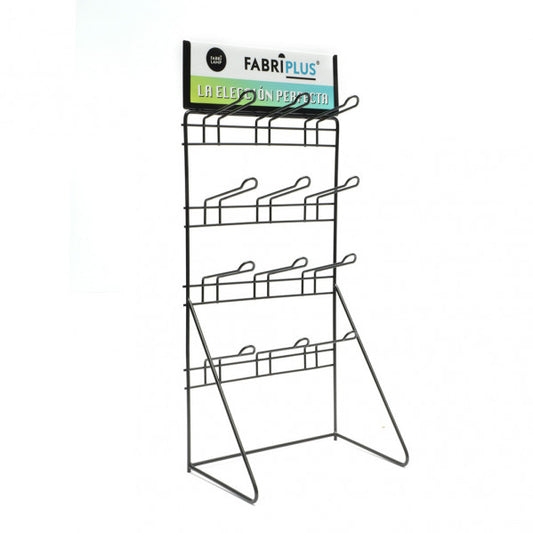 Expositor Fabriplus de 12 ganchos de metal, ideal para organizar herramientas y materiales. Fabrilamp.