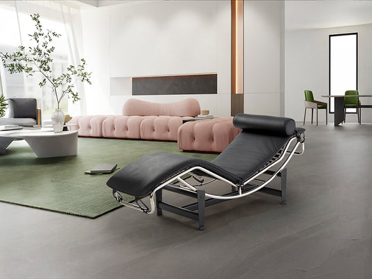 Chaise Longue LECO Tapizada en Piel Negra con Mecanismo Basculante - SCHULLER - 458467 - Vista 2