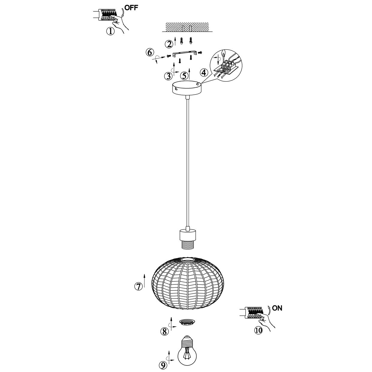 Detalle de tulipa opal y estructura latón del colgante Nawa ALEMAR