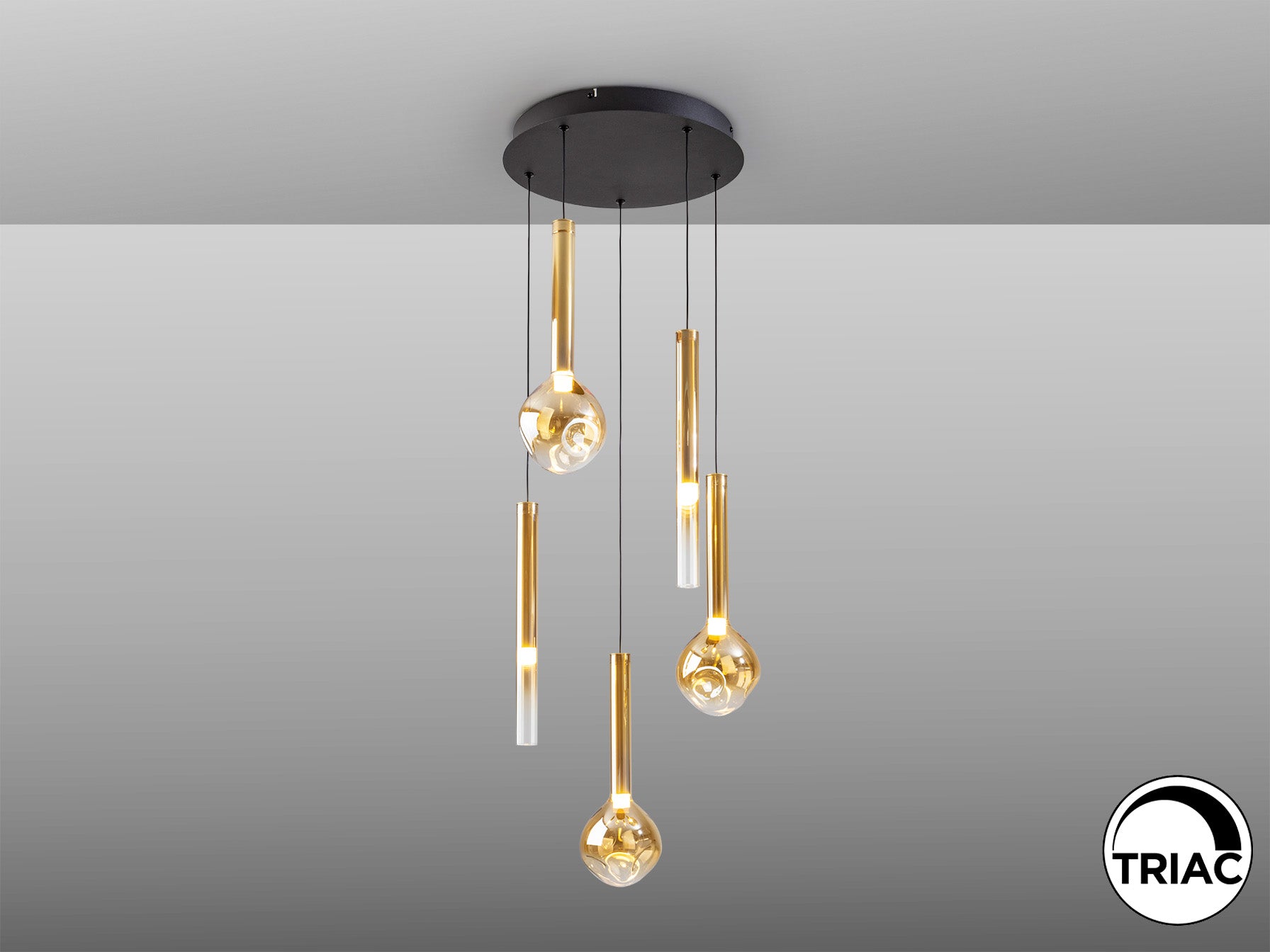 Lámpara Colgante Essenza 5 Luces Negro-Dorado - Schuller - 347020 - Vista 4