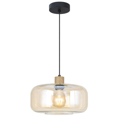 Colgante CAIRA negro ámbar ALEMAR con tulipa cristal - Vista principal