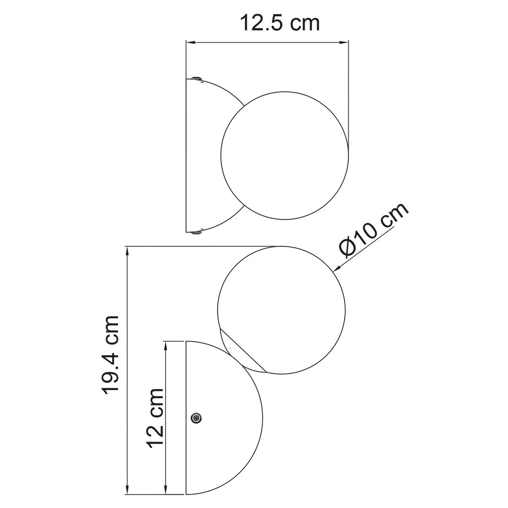 Esquema con dimensiones del aplique de pared Mint Verde ALEMAR