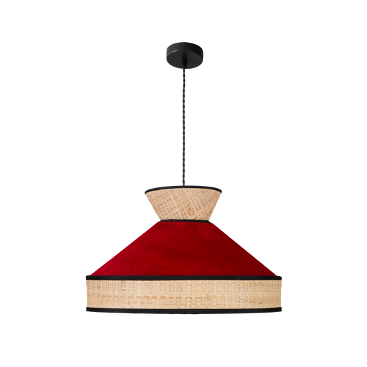 Pantalla Textil Fabrizio Natural/Negro/Rojo – vista principal · Ref. 179995007