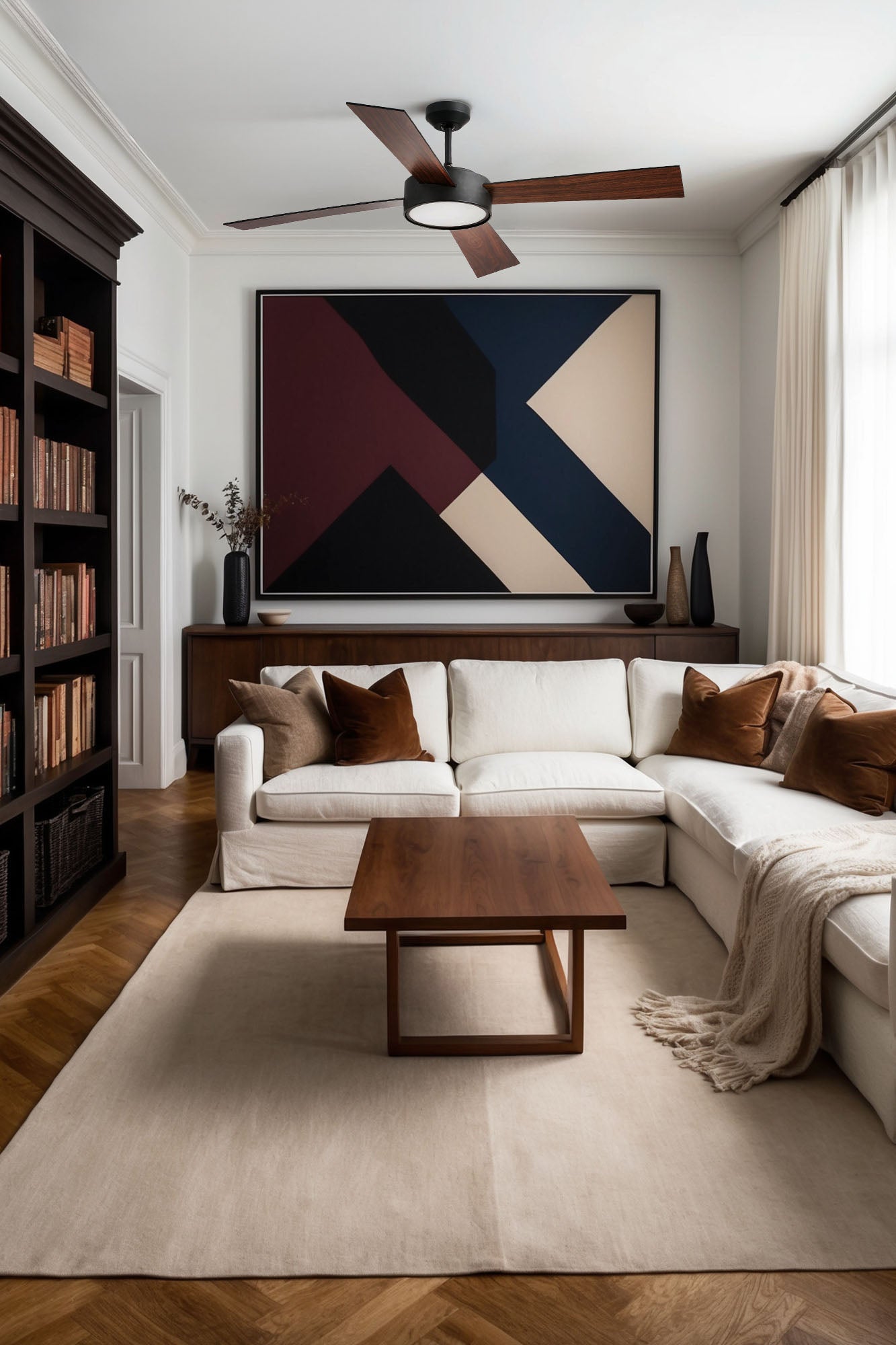 Ventilador de techo HYDRA L LED con luz FARO Serie 3325 ref. 33725, moderno negro para salón o dormitorio, iluminación interior y ventilación LUZGURU