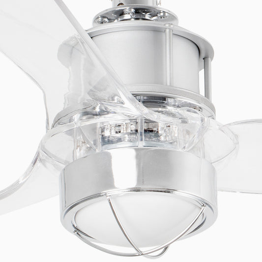 Ventilador de techo LED FARO JUST FAN S cromo moderno y silencioso Ref. 33426-9 para ventilación interior