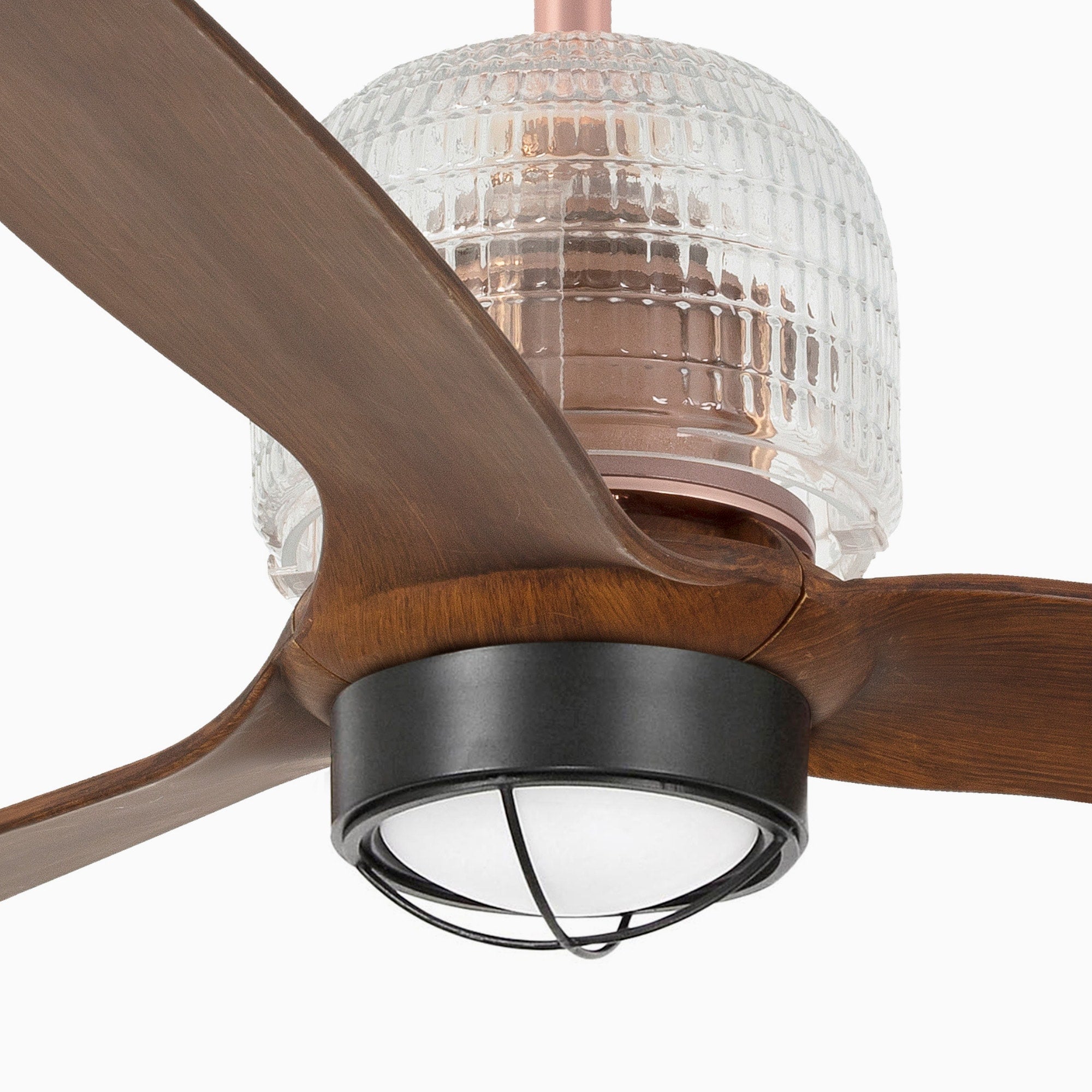 Ventilador de techo LED Deco Fan M en cobre y nogal, FARO ref. 33399D-10, iluminación y ventilación moderna Luzguru