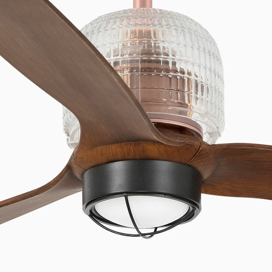 Ventilador de techo LED Deco Fan M en cobre y nogal, FARO ref. 33399D-10, iluminación y ventilación moderna Luzguru