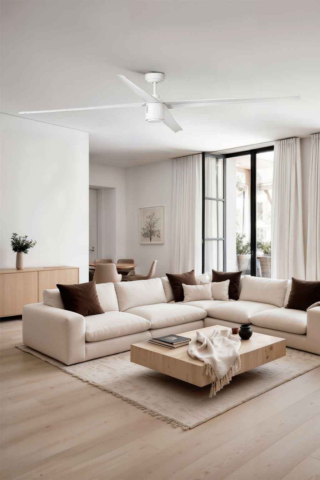 Ventilador de techo LED ATTOS blanco mate FARO Serie 3326 ref 33494 con luz integrada moderno ventilación