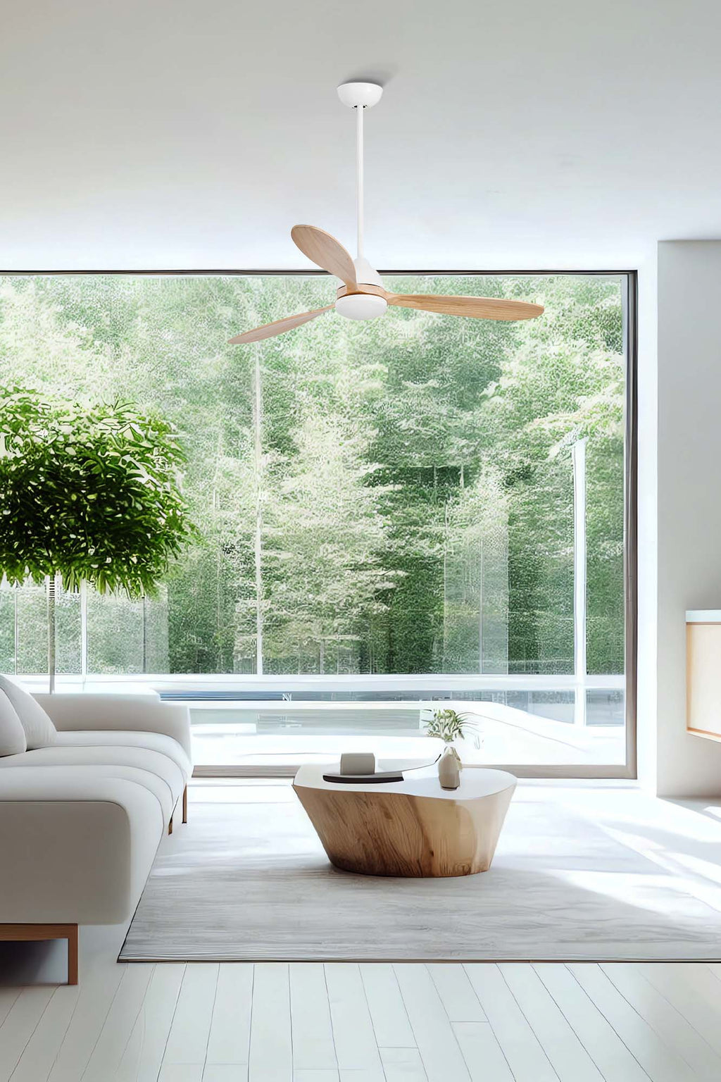 Ventilador de techo LED blanco FARO POROS L ref. 33524 LUZGURU ventilación moderna