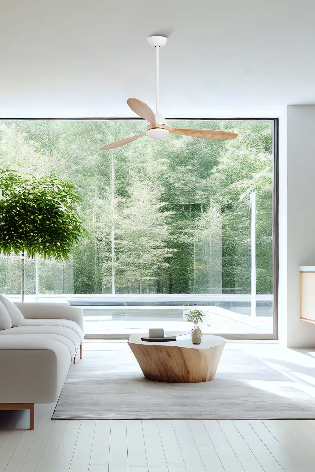 Ventilador de techo LED blanco FARO POROS L ref. 33524 LUZGURU ventilación moderna