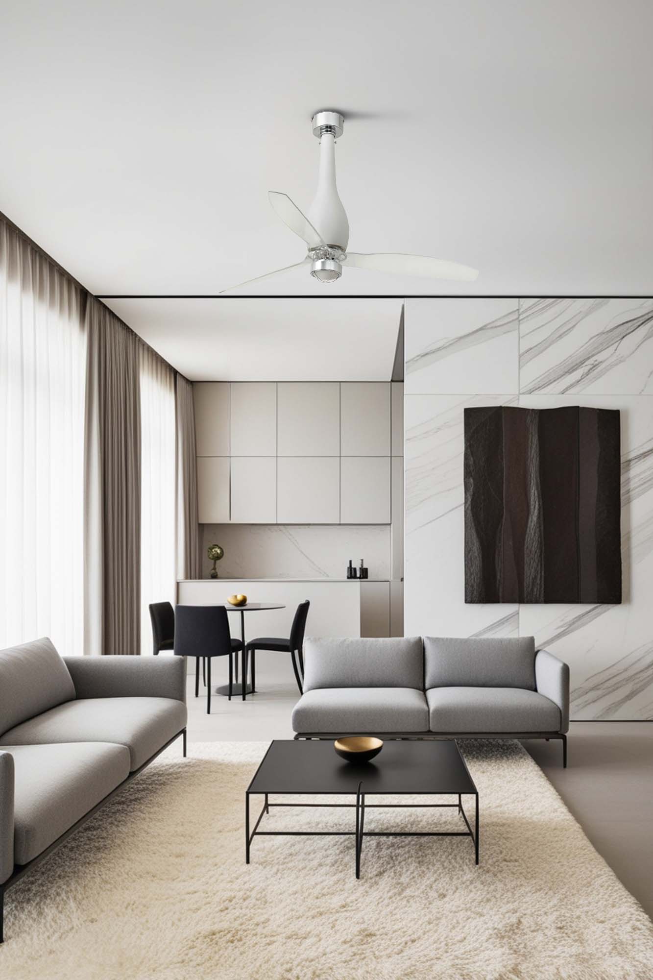 Ventilador de techo LED blanco mate FARO ETERFAN ref 32001-9 diseño moderno en LUZGURU