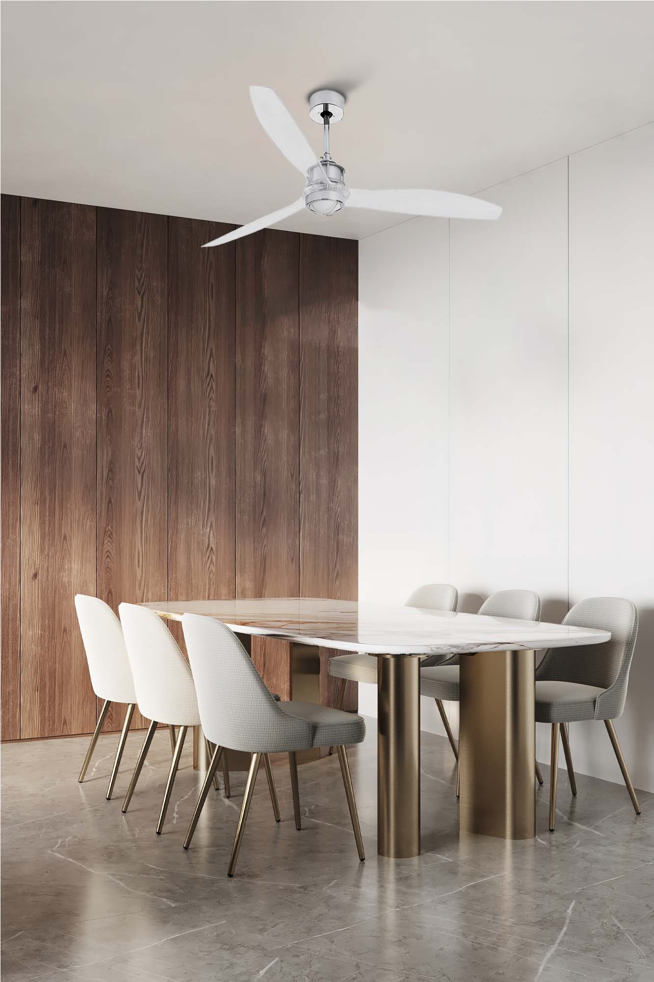 Ventilador de techo LED en cromo FARO JUST FAN M, diseño moderno con iluminación integrada y ventilación eficiente - Ref: 33394-9 por LUZGURU