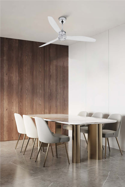 Ventilador de techo LED en cromo FARO JUST FAN M, diseño moderno con iluminación integrada y ventilación eficiente - Ref: 33394-9 por LUZGURU