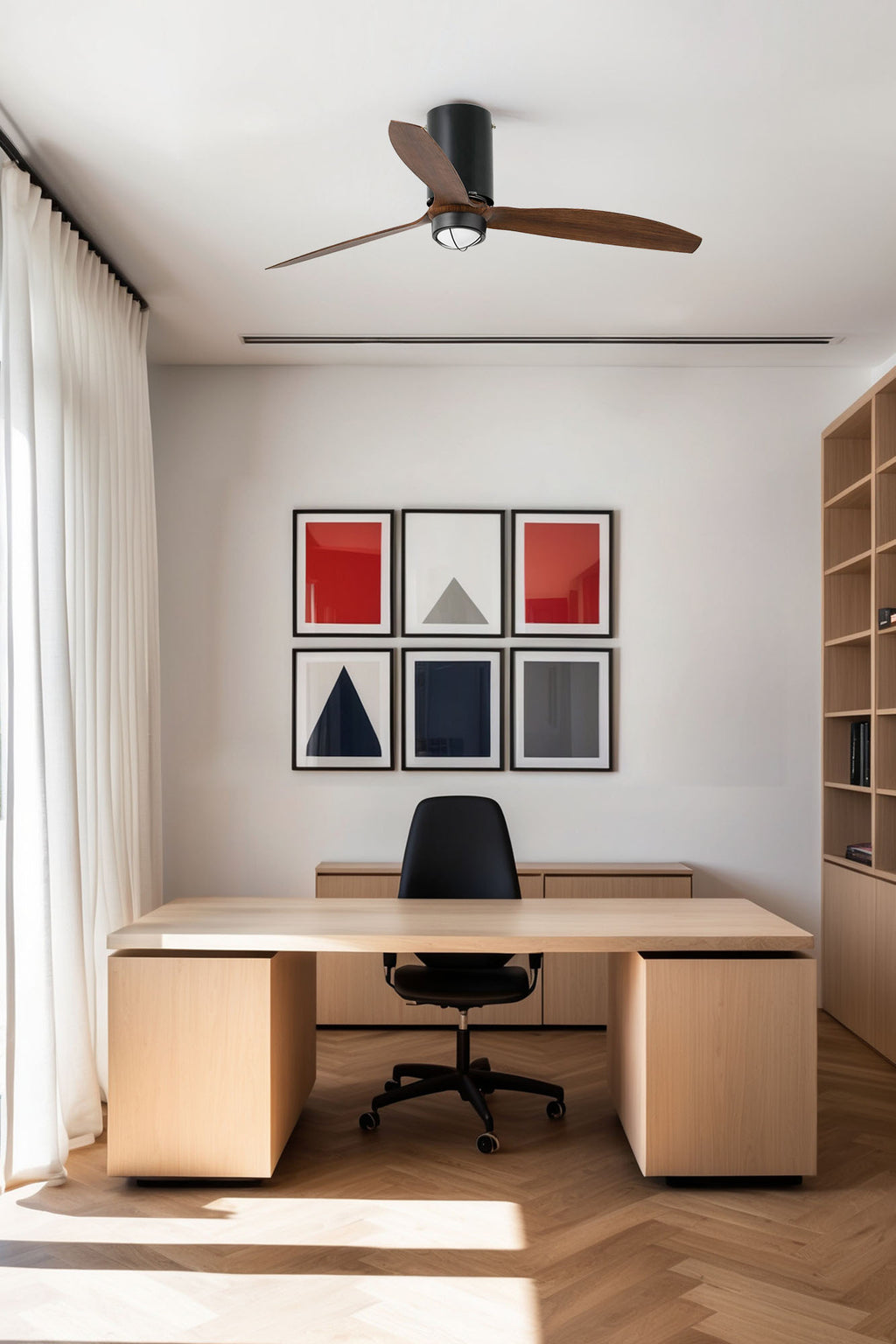 Ventilador de techo LED FARO 3334 diseño moderno negro mate, silencioso y eficiente con luz integrada, ref. 32042-10