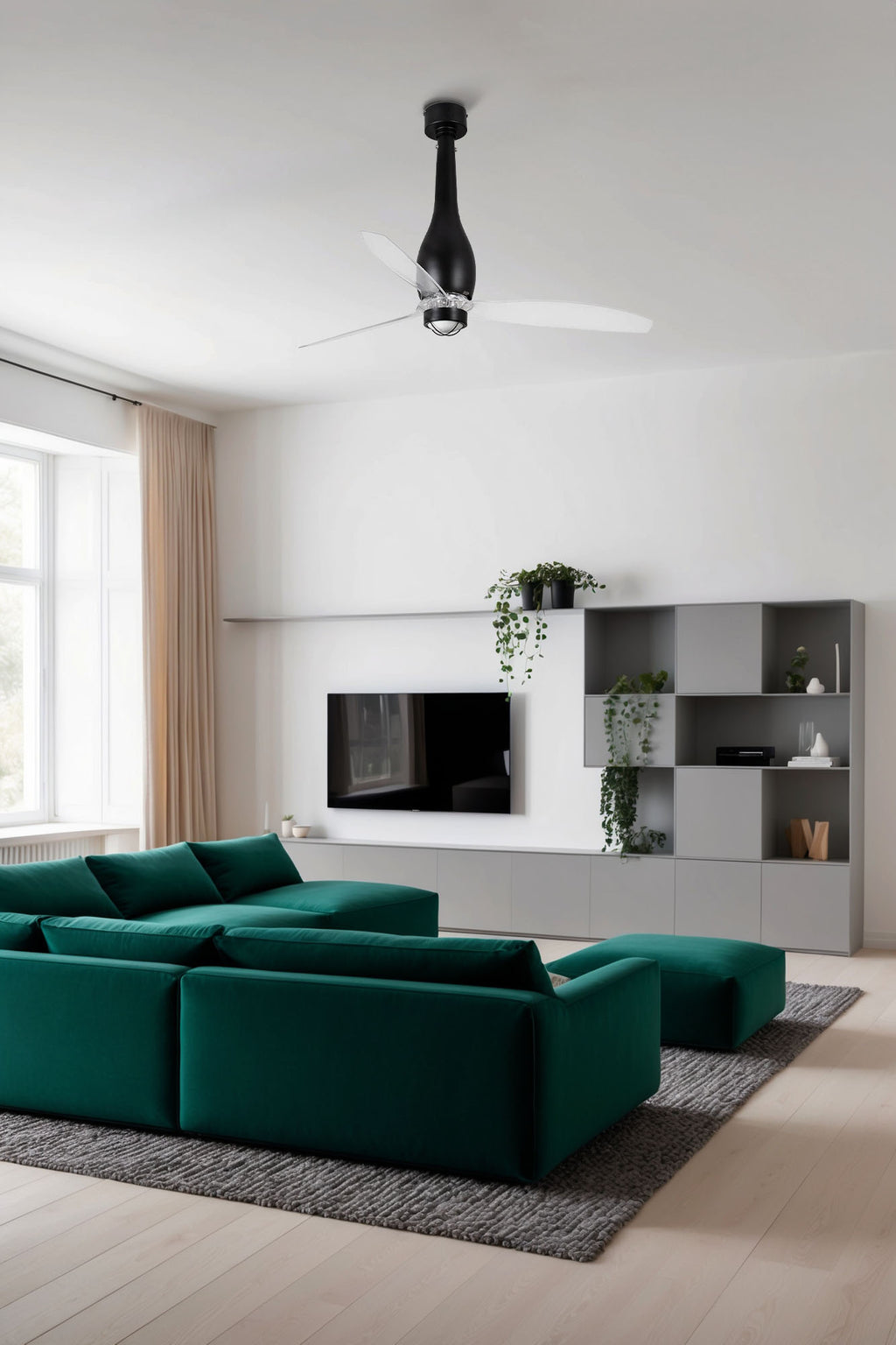 Ventilador de techo LED ETERFAN FARO Serie 2598 Ref 32003-10, diseño moderno en negro mate con luz integrada y ventilación eficiente