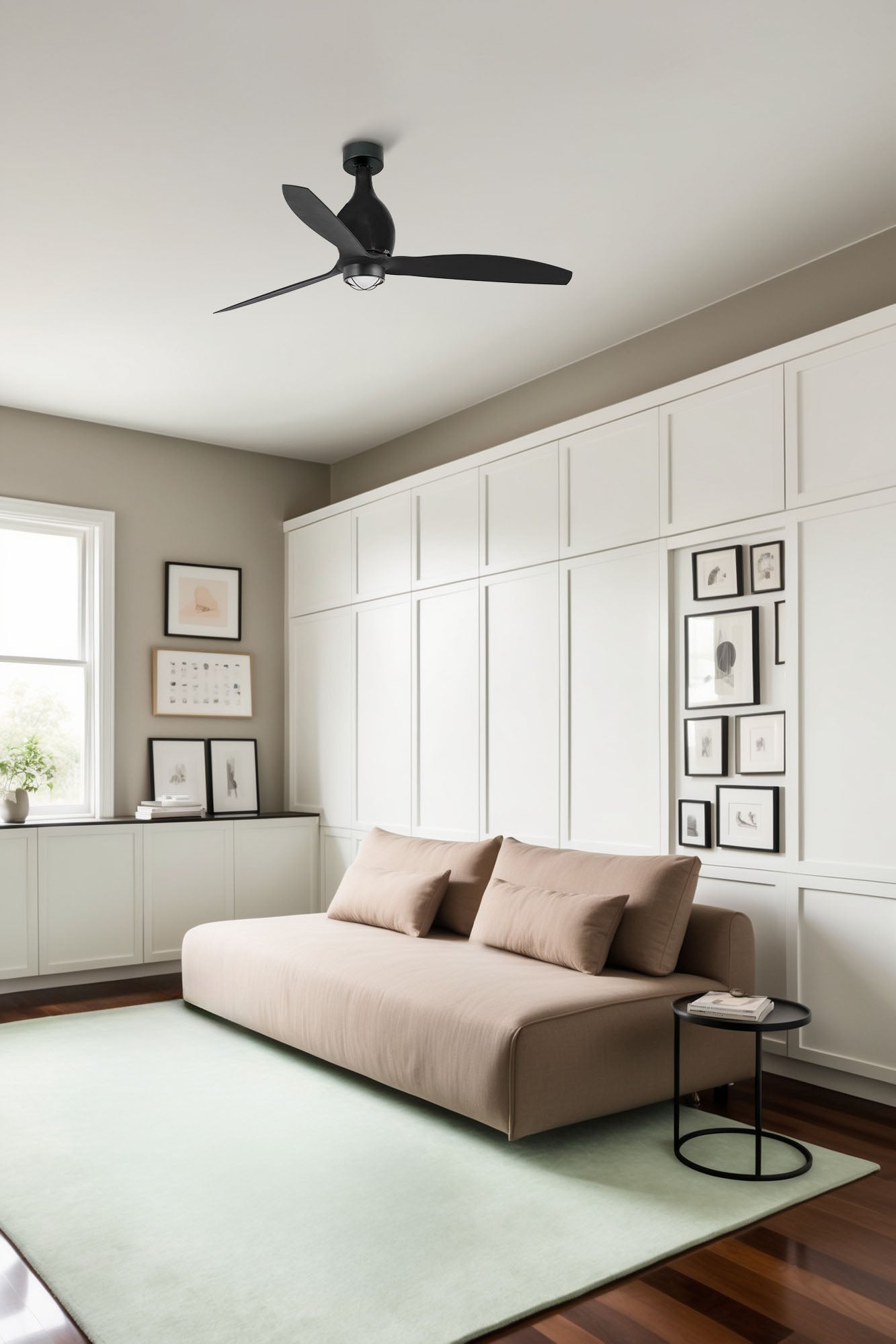 Ventilador de techo LED FARO MINI ETERFAN M negro mate moderno, diseño con iluminación integrada, ref. 32030-10, marca LUZGURU