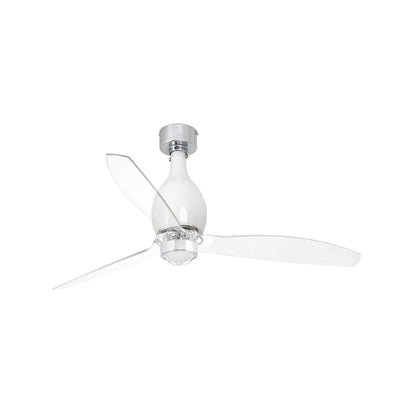 Ventilador de techo LED FARO MINI ETERFAN blanco moderno con brillo transparente y eficiencia energética, iluminación LED integrada, ref. 32020-9, ideal para techos contemporáneos