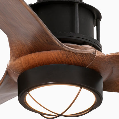 Ventilador de techo LED JUST FAN FARO 3388 en negro y nogal, diseño moderno con luz integrada, ref. 33425-10 de LUZGURU