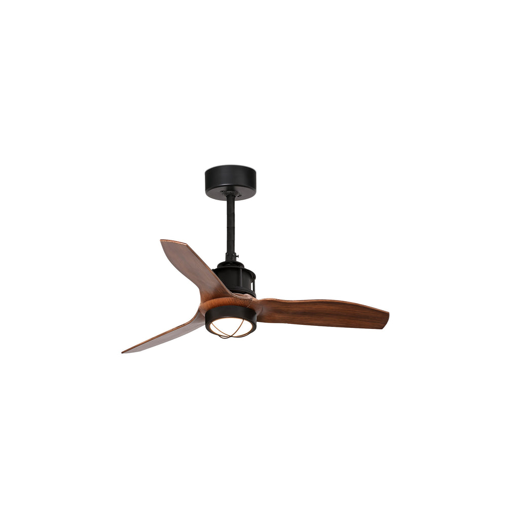 Ventilador de techo LED Just Fan FARO 3388 moderno en negro y nogal, referencia 33425-10 de LUZGURU
