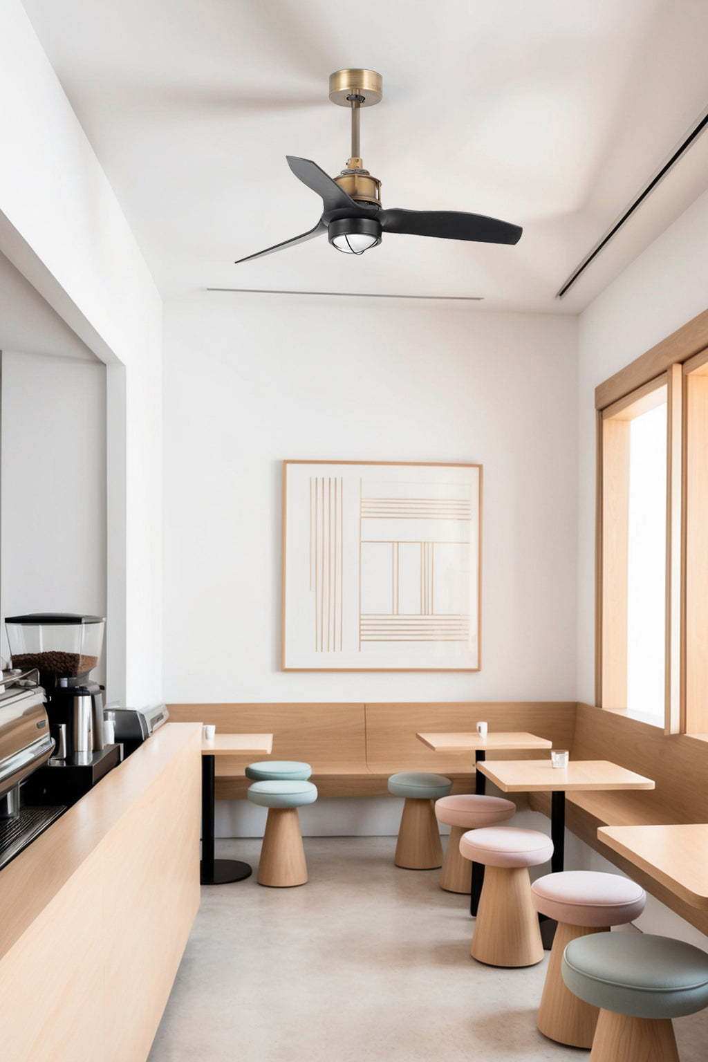 Ventilador de techo LED Just Fan en oro viejo FARO 3388, diseño moderno con ventilación, referencia 33429-10 de LUZGURU