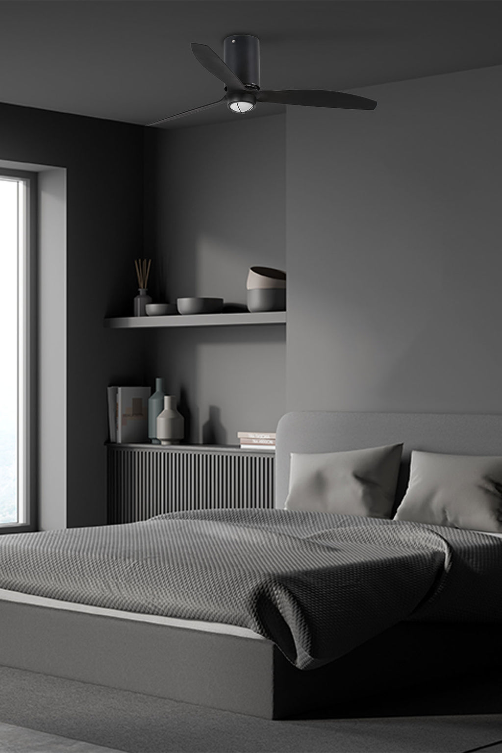 Ventilador de techo LED negro mate FARO 3334, diseño interior moderno con ventilación eficiente - Ref 32043-10 LUZGURU