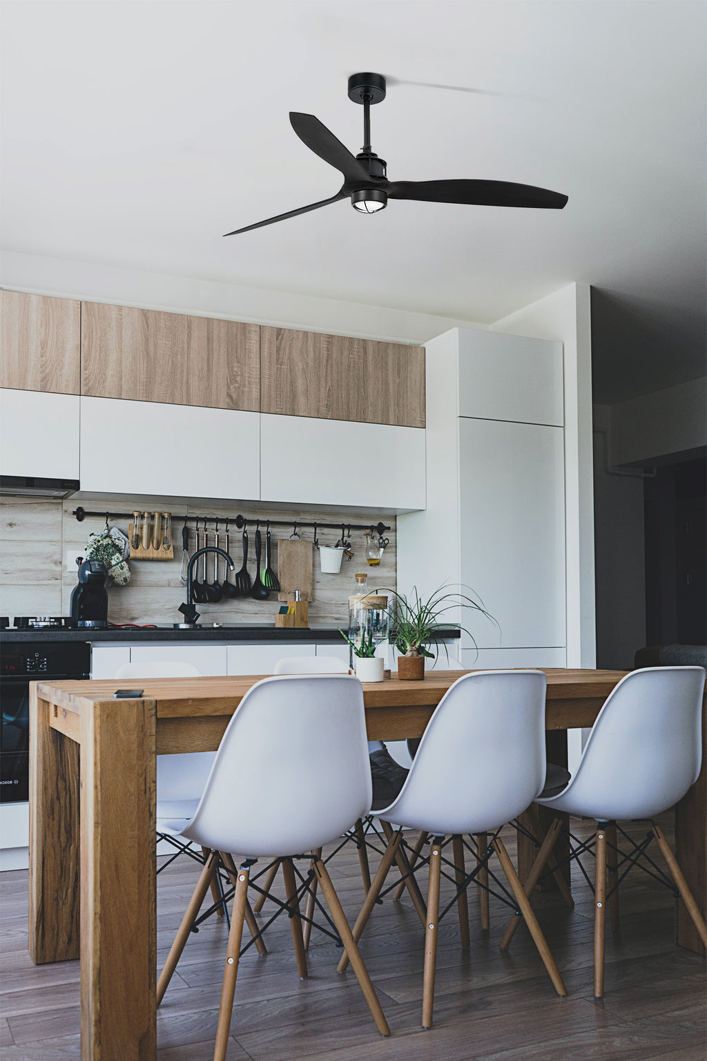 Ventilador de techo LED negro mate FARO JUST FAN M Ref 32100-10, diseño moderno eficiente y silencioso con iluminación LED para ventilación óptima