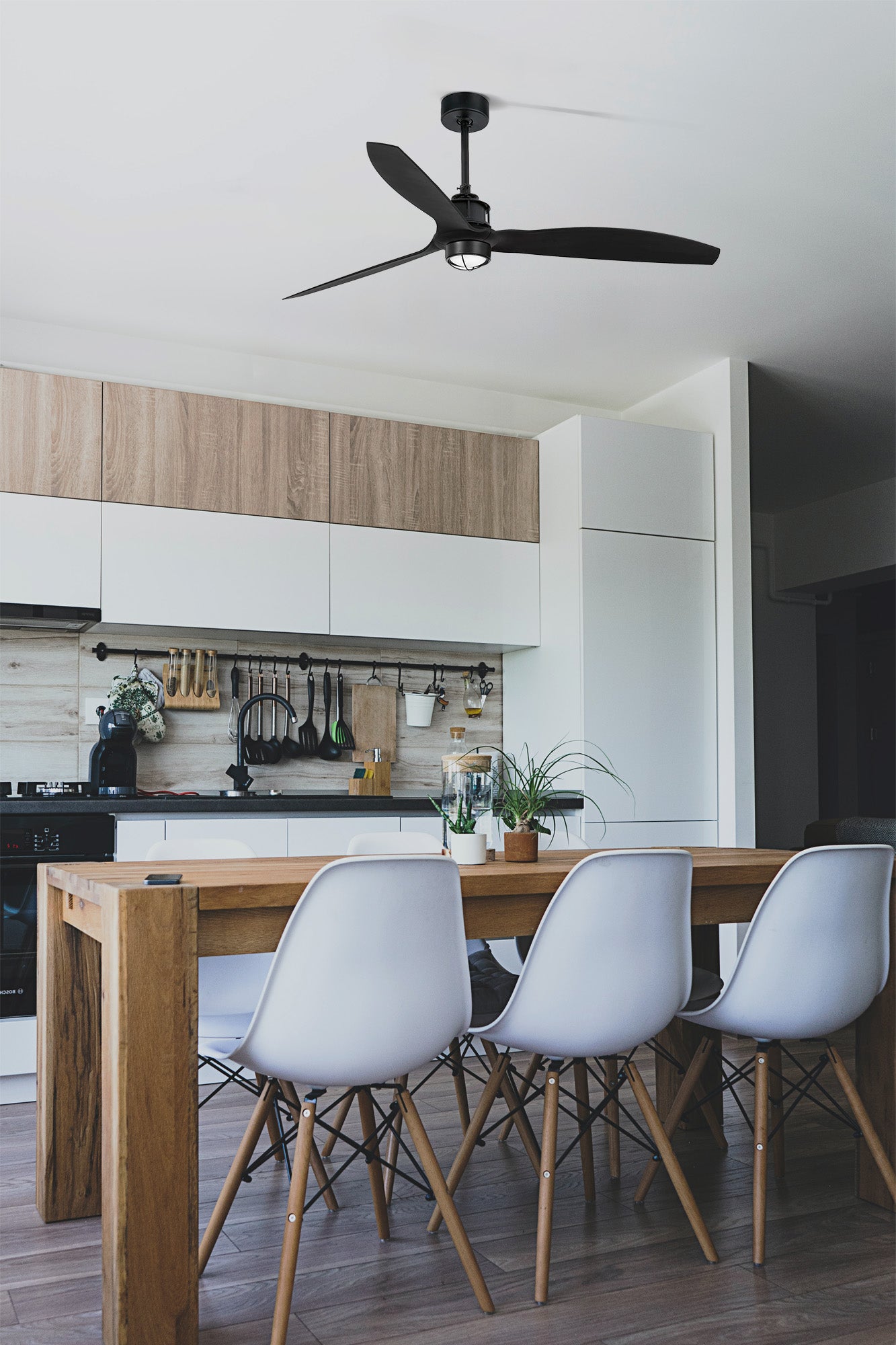 Ventilador de techo LED negro mate FARO JUST FAN M Ref 32100-10, diseño moderno eficiente y silencioso con iluminación LED para ventilación óptima