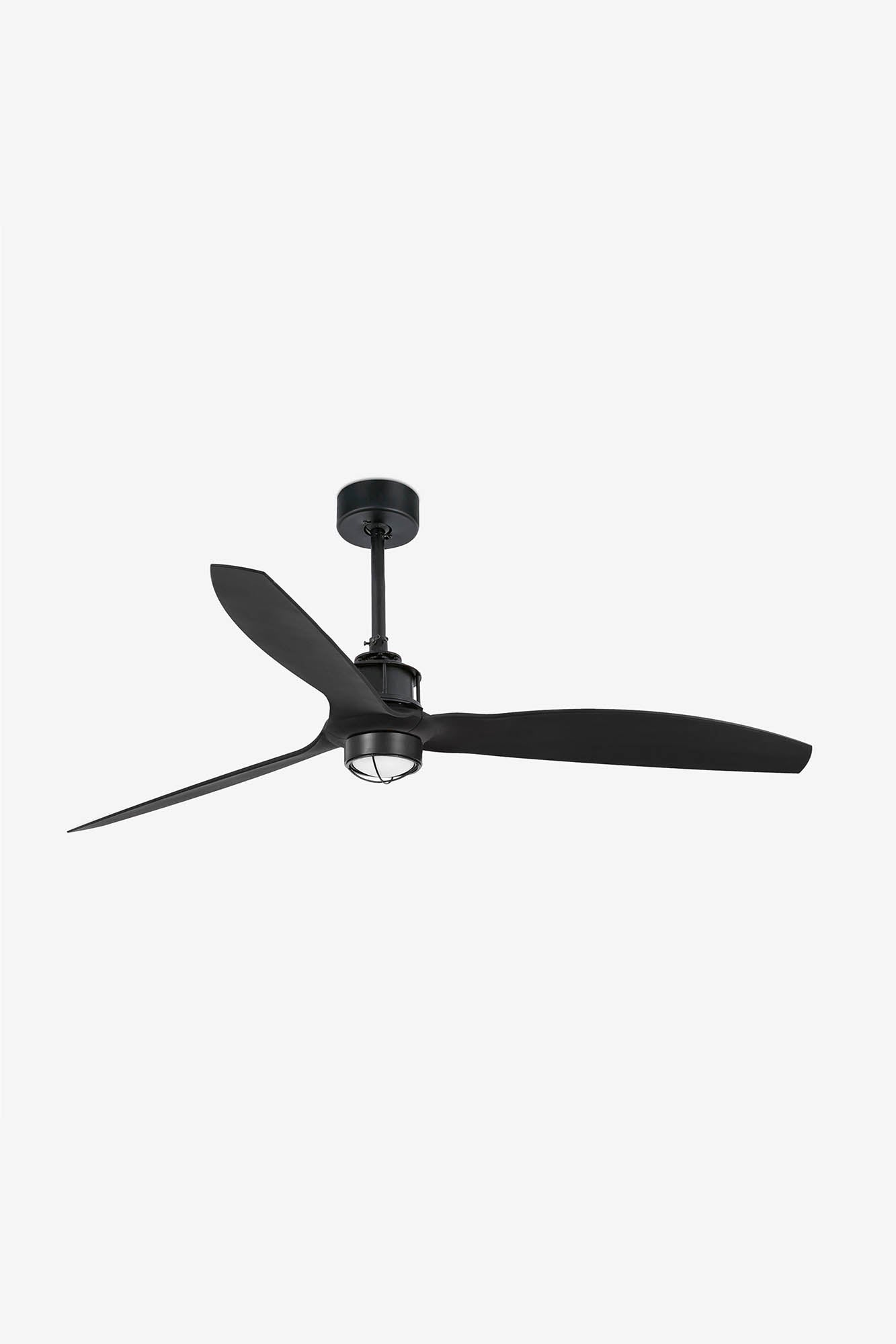 Ventilador de techo LED negro mate FARO JUST FAN M ref 32100-10, diseño moderno eficiente y silencioso con iluminación LED integrada para ventilación óptima