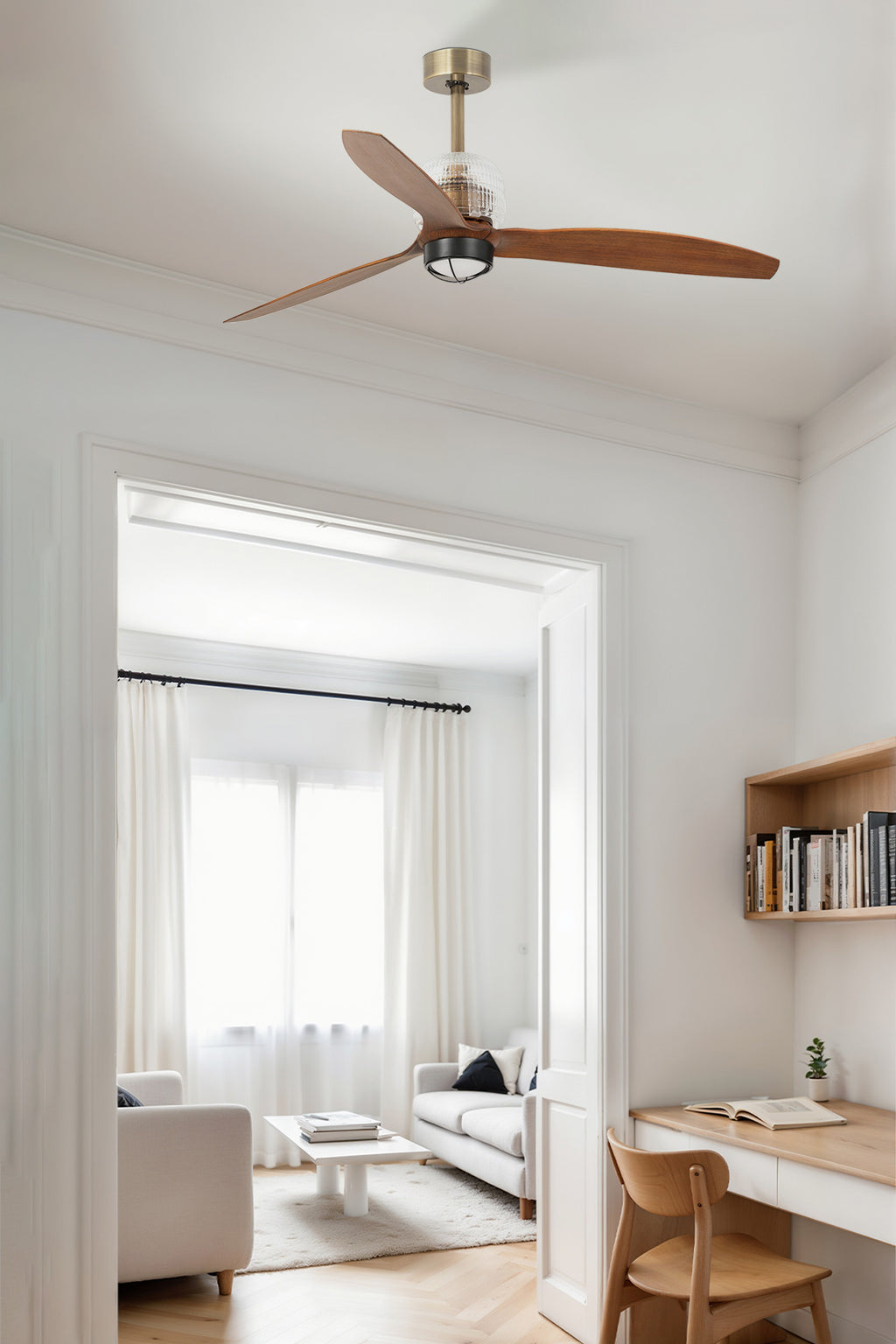 Ventilador de techo LED oro FARO 3401 ref 33398D-10 luz integrada ventilación DECOFAN LUZGURU