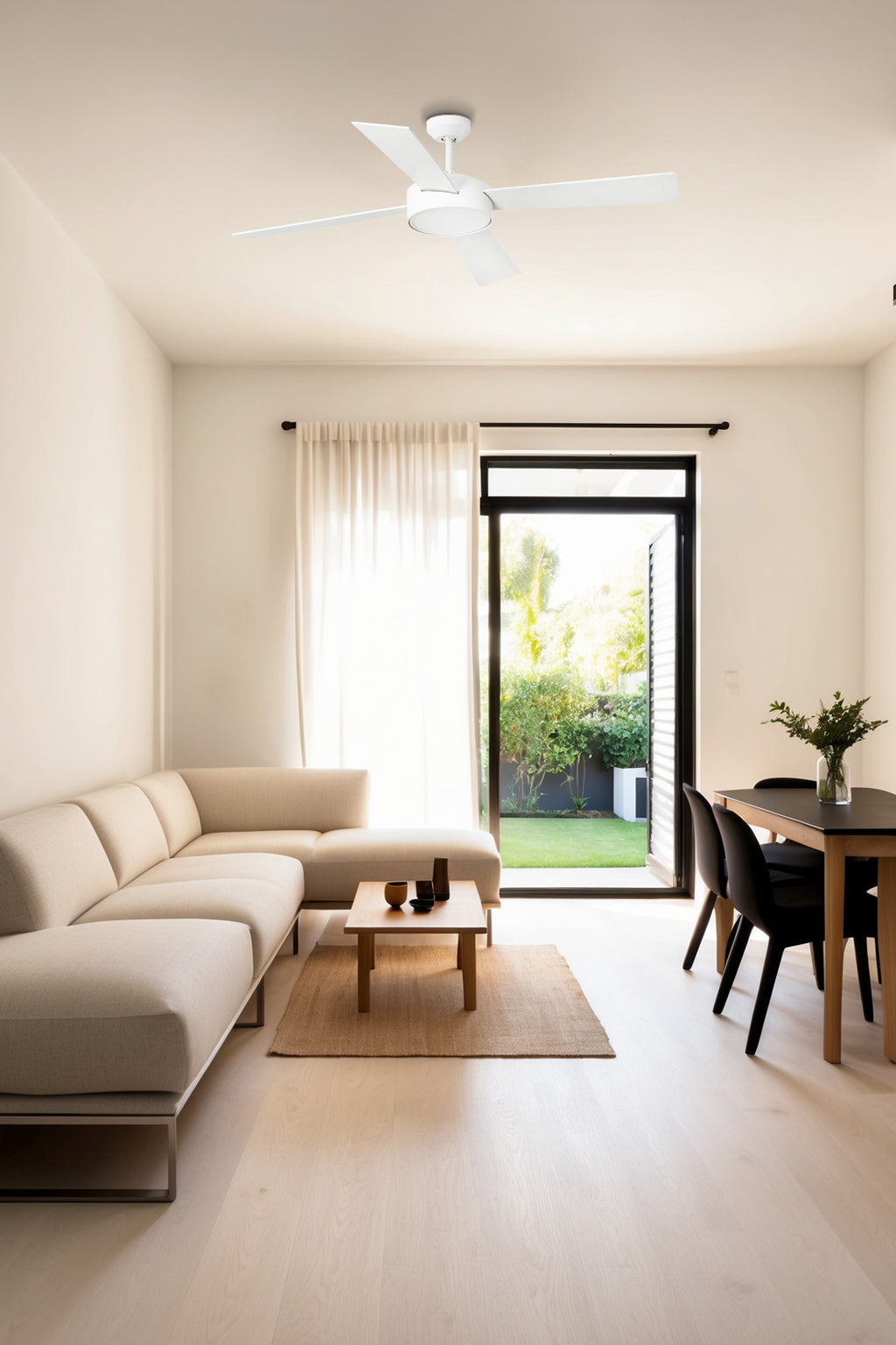 Ventilador de techo LED blanco diseño moderno FARO HYDRA con motor DC y luz integrada para dormitorio y salón interior