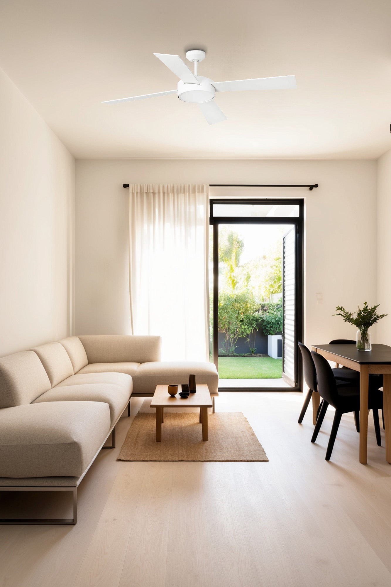 Ventilador de techo LED blanco diseño moderno FARO HYDRA con motor DC y luz integrada para dormitorio y salón interior