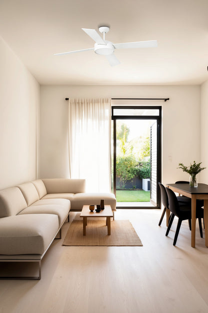 Ventilador de techo LED blanco diseño moderno FARO HYDRA con motor DC y luz integrada para dormitorio y salón interior