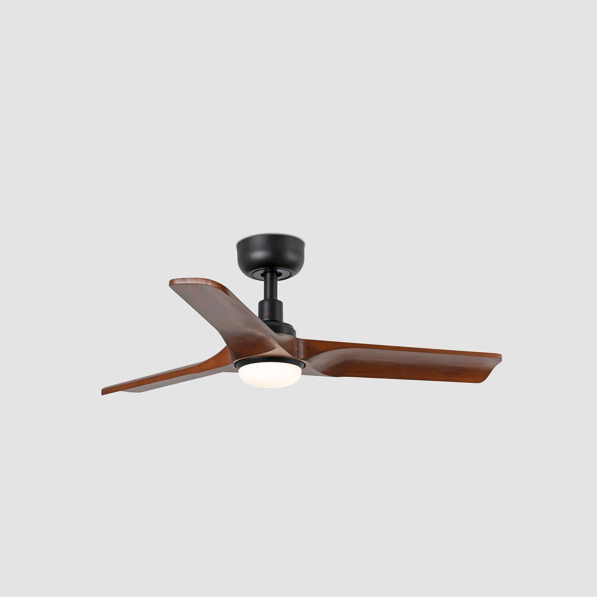 Ventilador de techo LED negro con motor DC silencioso FARO HEYWOOD S ref. 33806-1TW de LuzGuru, diseño moderno en madera
