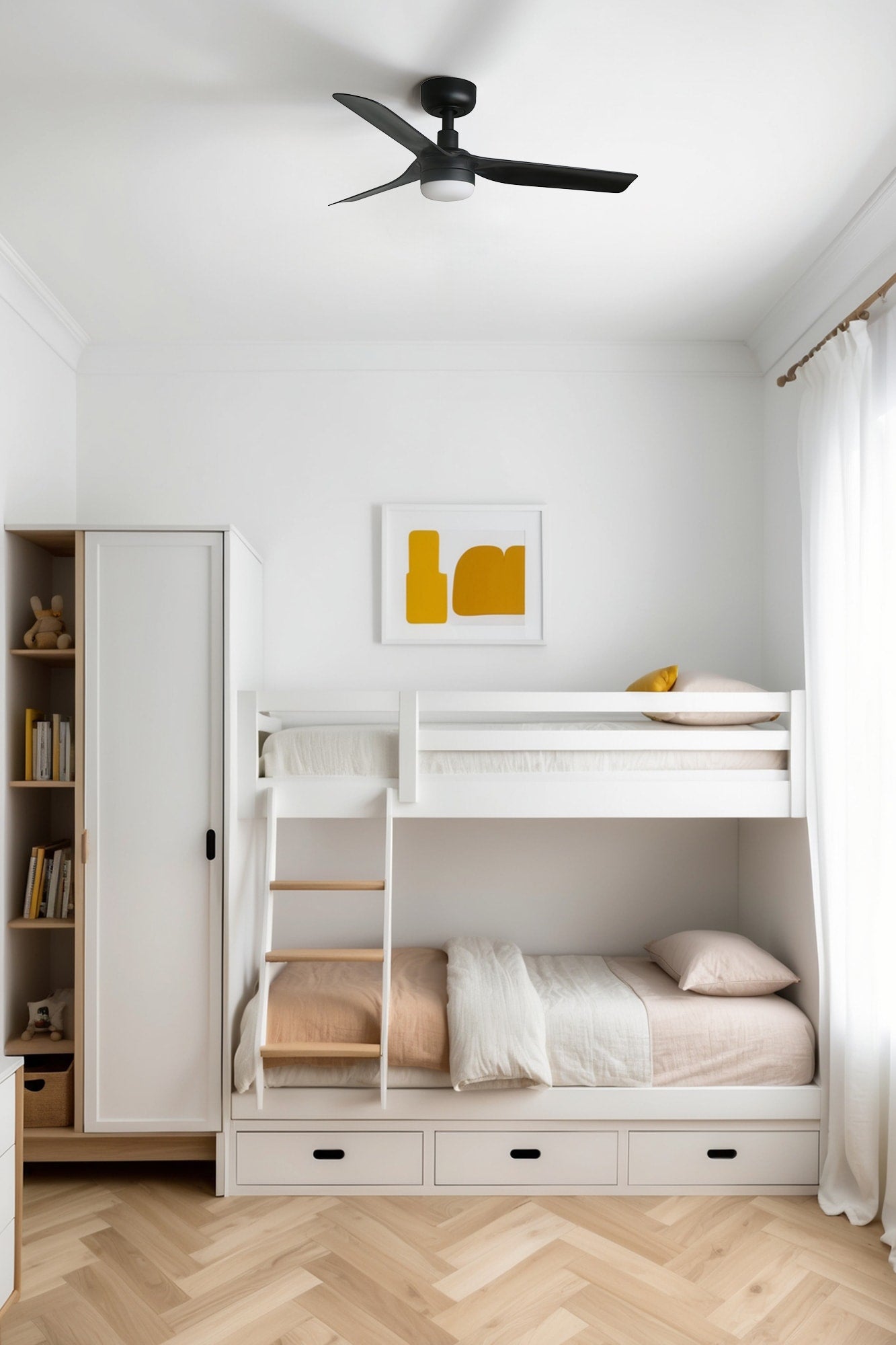 Ventilador de techo LED negro FARO 3319 silencioso y eficiente, referencia 33822-1TW, LUZGURU para interior con ventilación y luz integrada